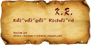 Kővágó Richárd névjegykártya